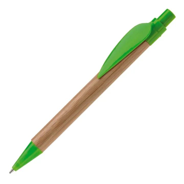 Bamboo pen with plastic leafclip - LT87518 (N0032)